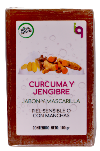 Fotografía de producto Jabón Artesanal de Curcuma y Jengibre con contenido de 100 gr. de Iq Herbal Products 